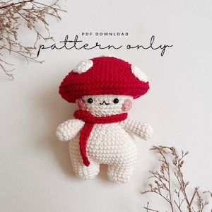 Pdf Pattern Mushroom, Amigurumi pattern, Crochet pattern, Dolls pattern.