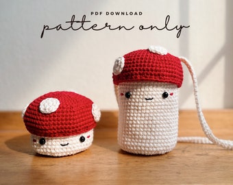 Crochet Mushroom Cozy Pattern, Eco Beverage Holder (PDF Pattern)