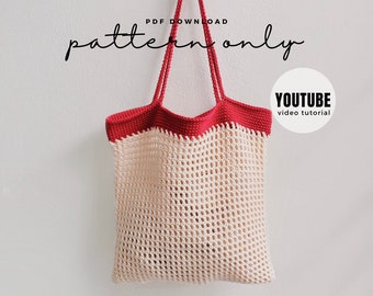 VIDEO + Pdf. Pattern Easy Mesh Bag & Pouch, Bag pattern, Crochet pattern, Video tutorial DIY