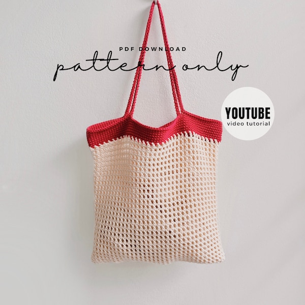 VIDEO + Pdf. Pattern Easy Mesh Bag & Pouch, Bag pattern, Crochet pattern, Video tutorial DIY