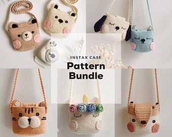 Crochet Instax Camera Case Pattern, Cute Animals Bundle (PDF)