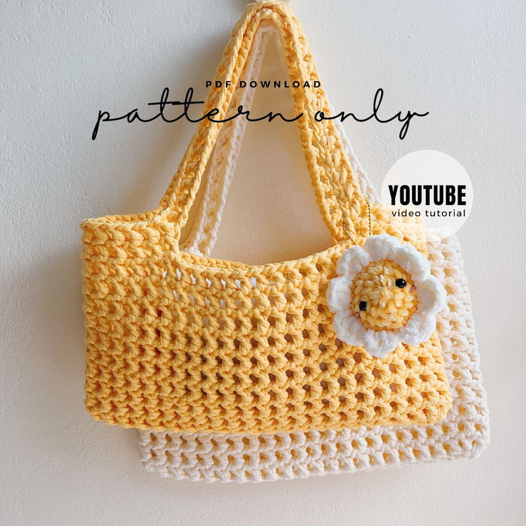 Sac en filet au crochet avec porte-clés marguerite Patron PDF