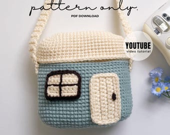 Homey Crochet Bag Pattern, House Purse Tutorial (PDF Download)
