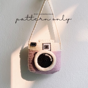 Pdf Pattern Fuji Instax Case | The Camera | for Fuji Instax Mini 25 / 50s / 8 / 90 / 70 / 26 / 9, crochet pattern, tutorial PDF file