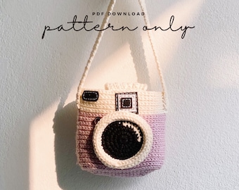 Pdf Pattern Fuji Instax Case | The Camera | for Fuji Instax Mini 25 / 50s / 8 / 90 / 70 / 26 / 9, crochet pattern, tutorial PDF file