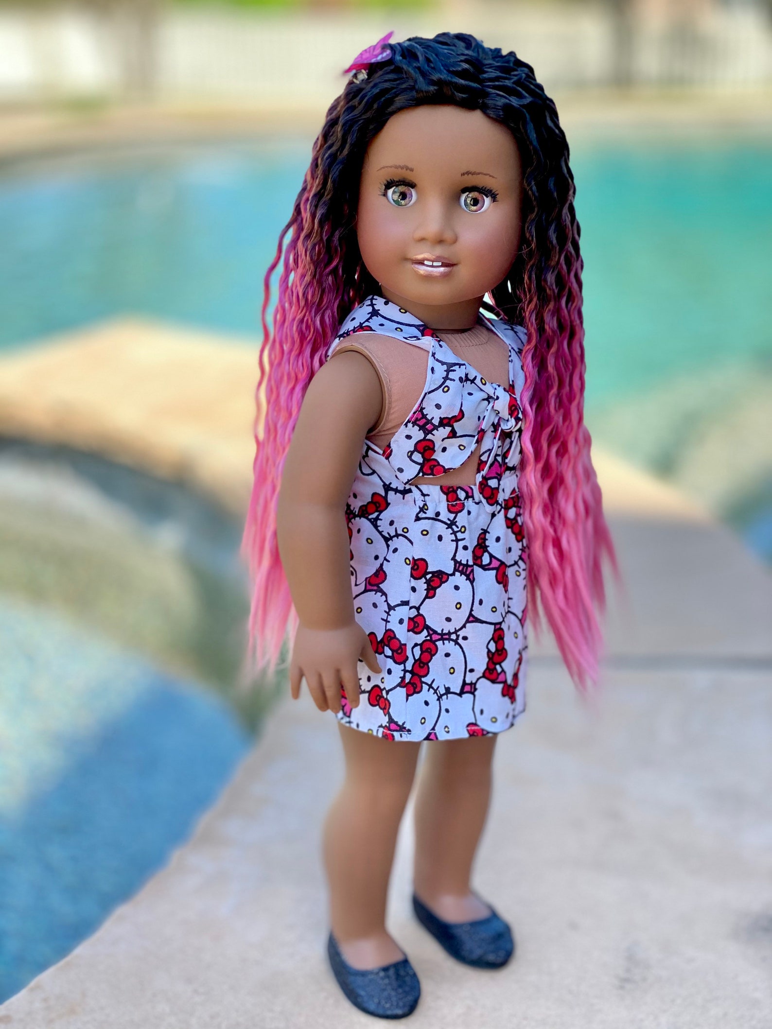 American Girl Doll Wig Pink Licorice Etsy