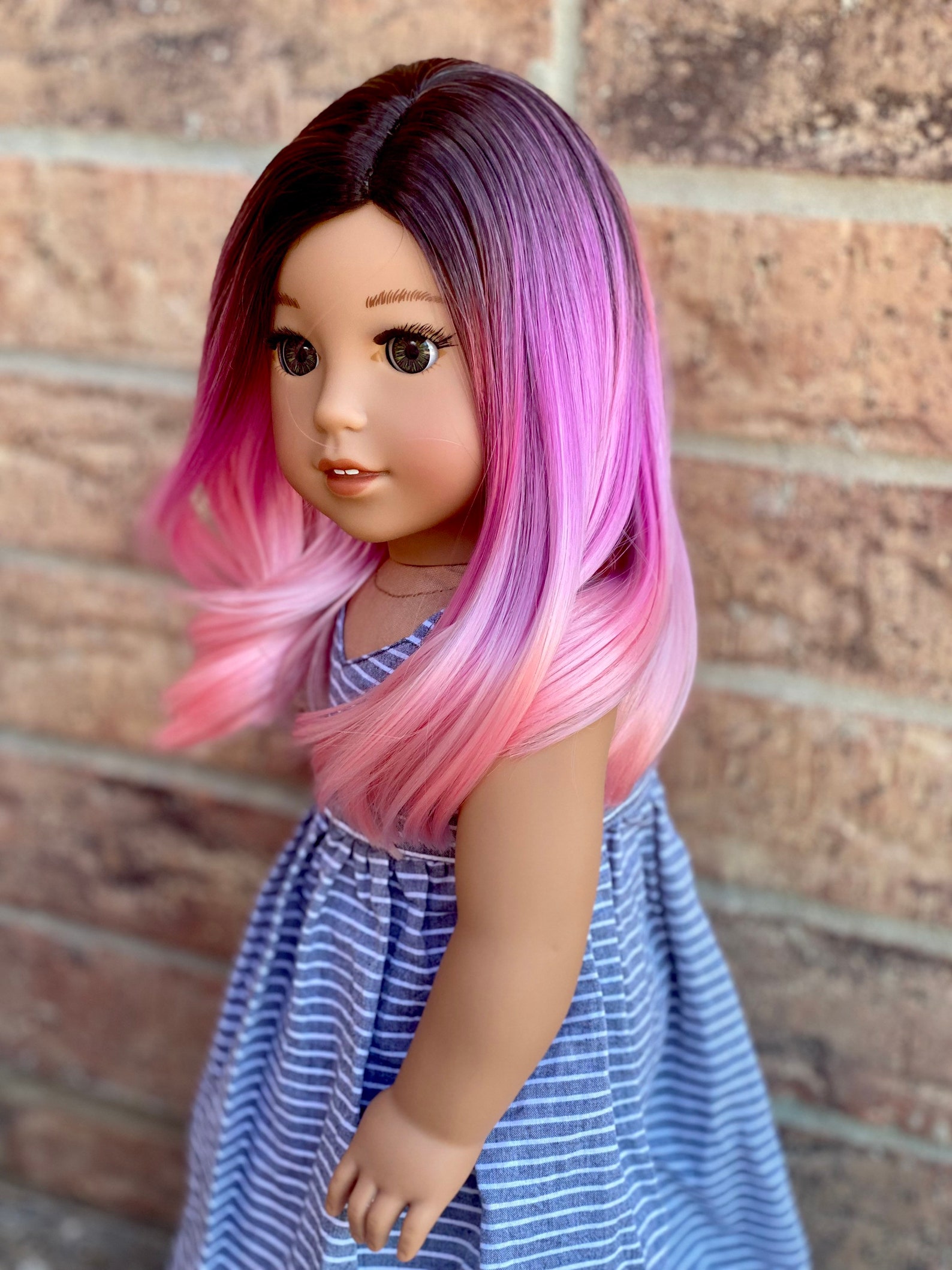 American Girl Doll Wig Foxy Fuschia Etsy