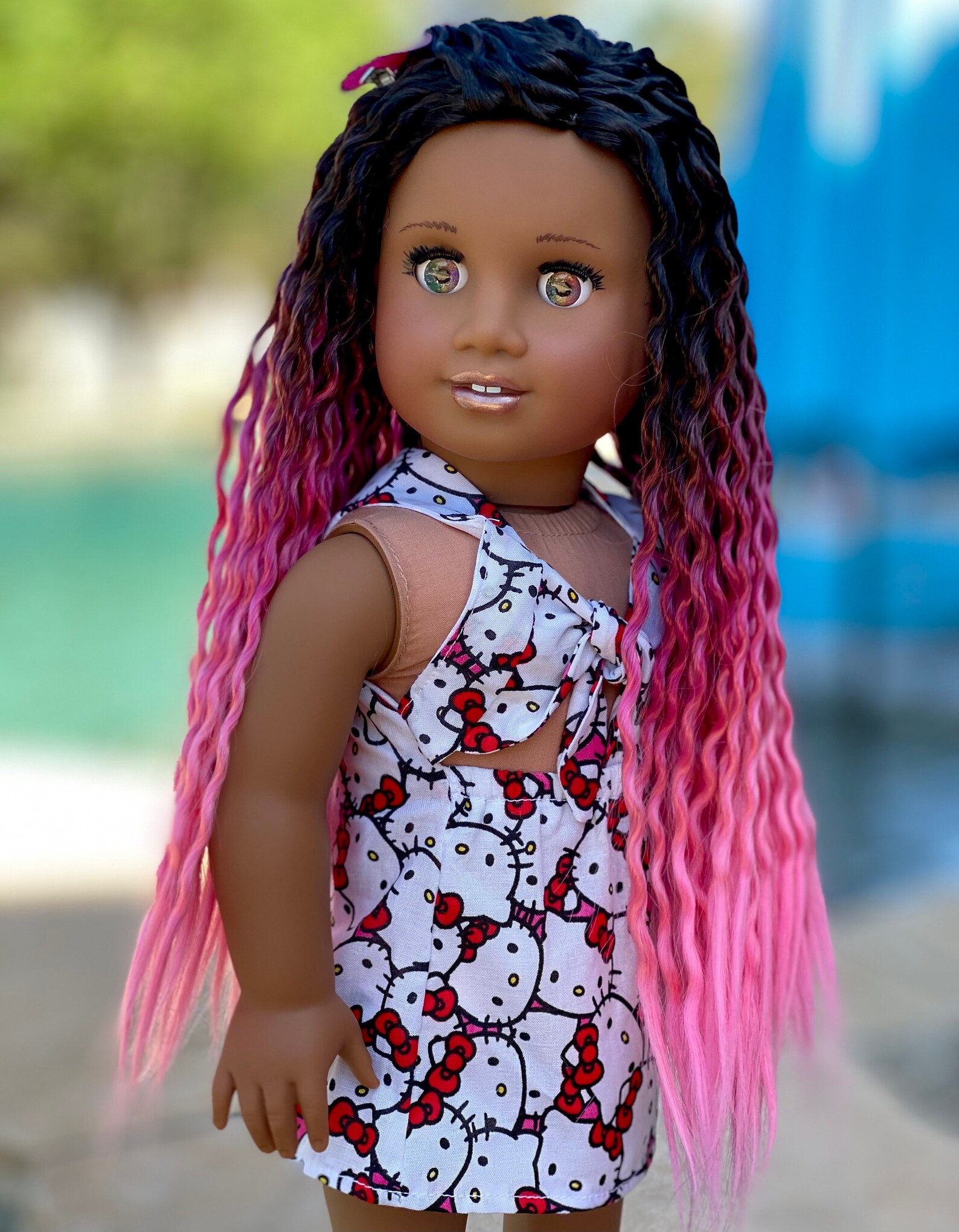 American Girl Doll Wig Pink Licorice Etsy