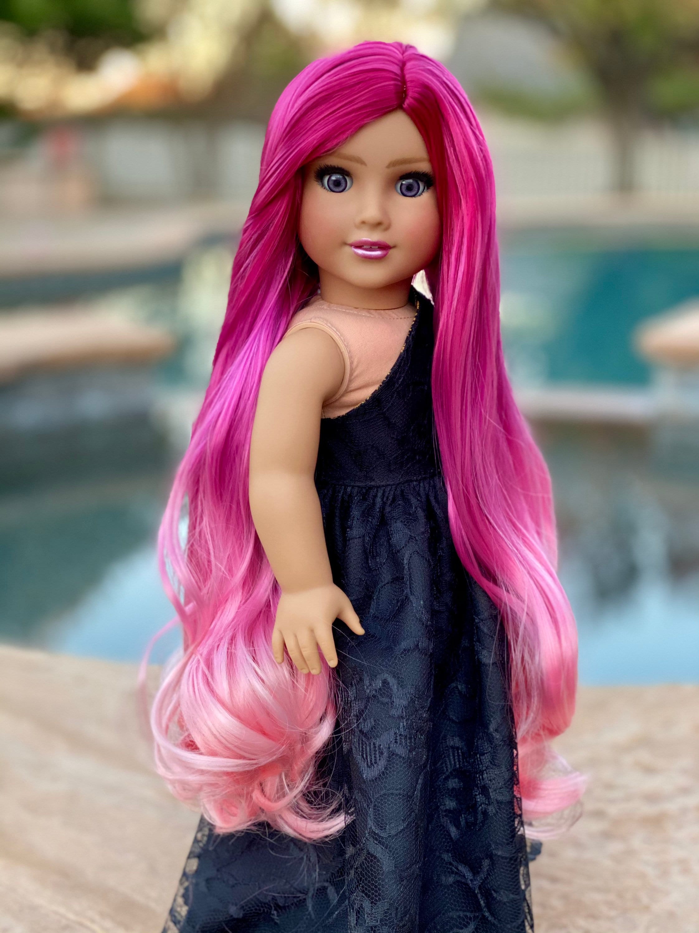 American Girl Doll Custom Wig Pink Sunset Etsy Uk