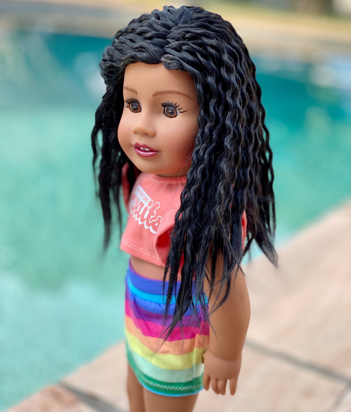 American Girl Doll Wig black Licorice Mini Etsy