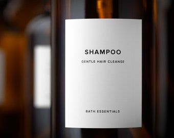 Minimalist (No Number) Soap Dispenser Labels, Shampoo & Conditioner Labels, Waterproof Apothecary Bottle Labels, Bathroom Organization