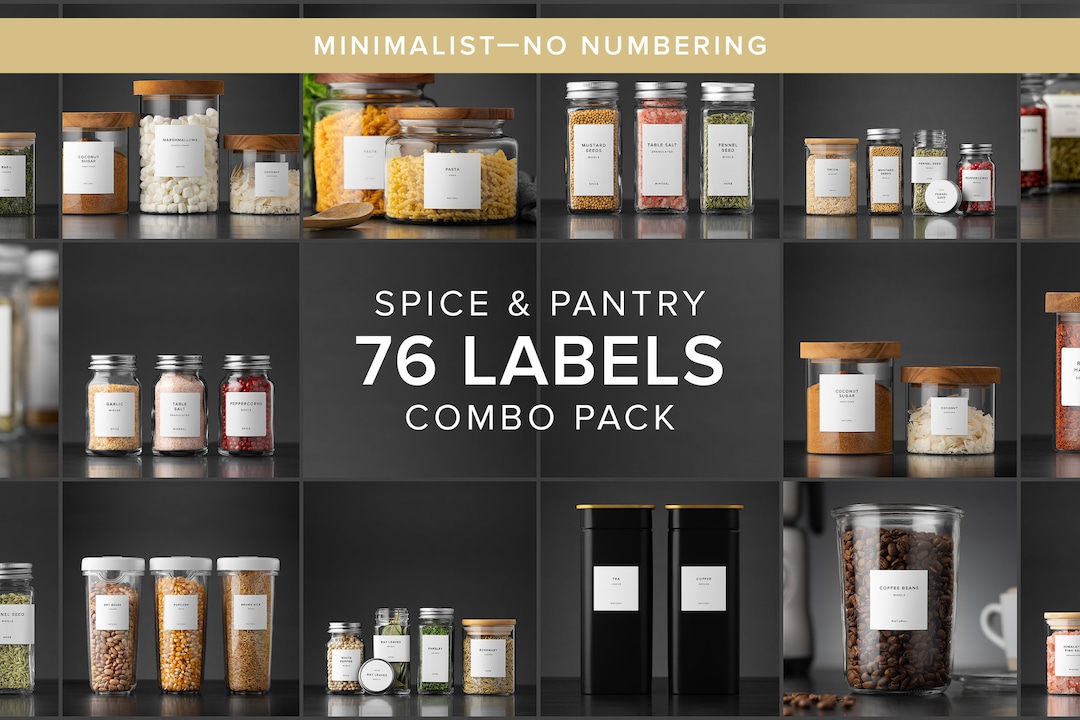 Spice and Pantry Label Combo Pack. 76 Water & Oil-resistant Spice, Herb ...
