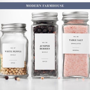 Spice Jar Labels for Spices & Herbs. Waterproof and Oil-Resistant. Standard and Custom Options. Modern Farmhouse Laurel Collection. USA Made