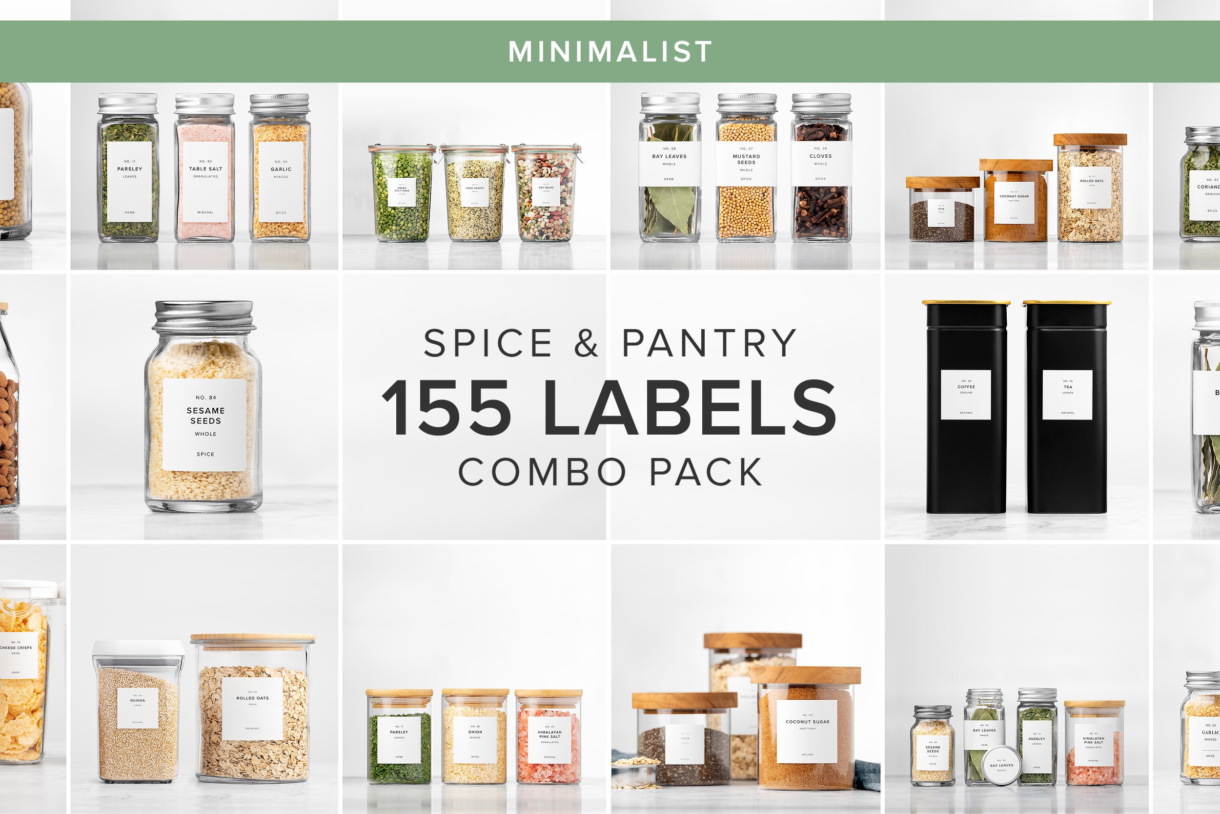 44 Square Spice Labels for Spices | Hindi + English | Minimalist Preprinted  Spice Jar Labels | Black Text on White Waterproof Label | Herb Seasoning