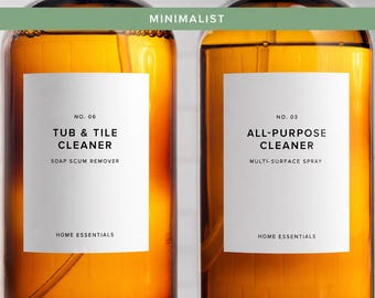 Minimalist Waterproof Shampoo Bottle Labels, Bathroom, Laundry, Home Organization, Made in USA