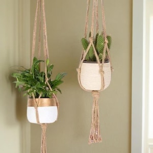 Hand Made in UK Macrame Plant Hanger Flower Pot Holder Hanging Jute Rope
