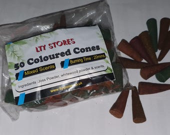 LTY 50 Mixed Assorted Pack of Incense Cones  Joss Stick Alernative Made in India Agarbatti