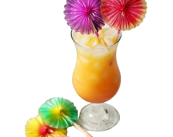 24 Sunflower Cocktail Sticks Sunbursts Paper Drink Decorations Party Tiki Retro