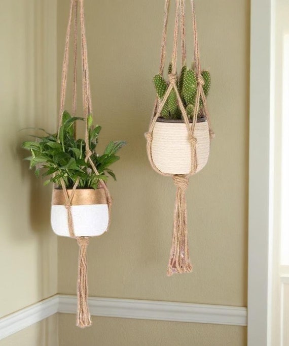 Hand Made in UK Macrame Plant Hanger Flower Pot Holder Hanging Jute Rope -  Etsy