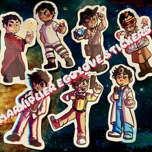 Markiplier Ego Love Sticker Collection (Actor Mark, Yancy, Illinois, Dr.Iplier, The Host, Wilford Warfstache, Darkiplier)
