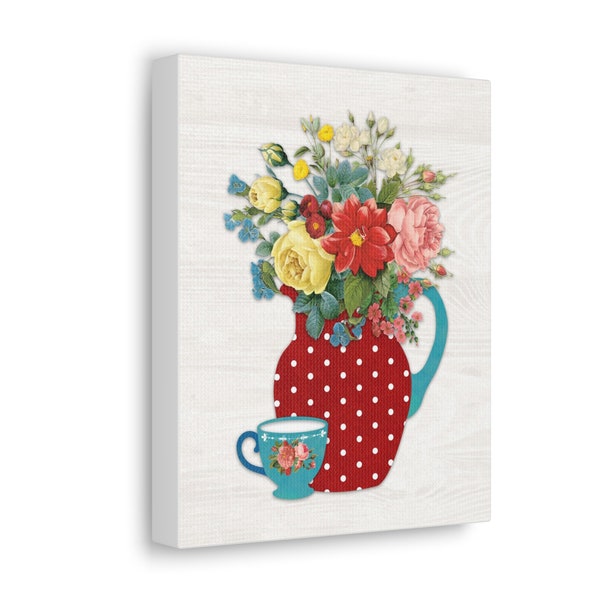 Pioneer Vintage Floral |  Red Vase | Canvas Wall Art