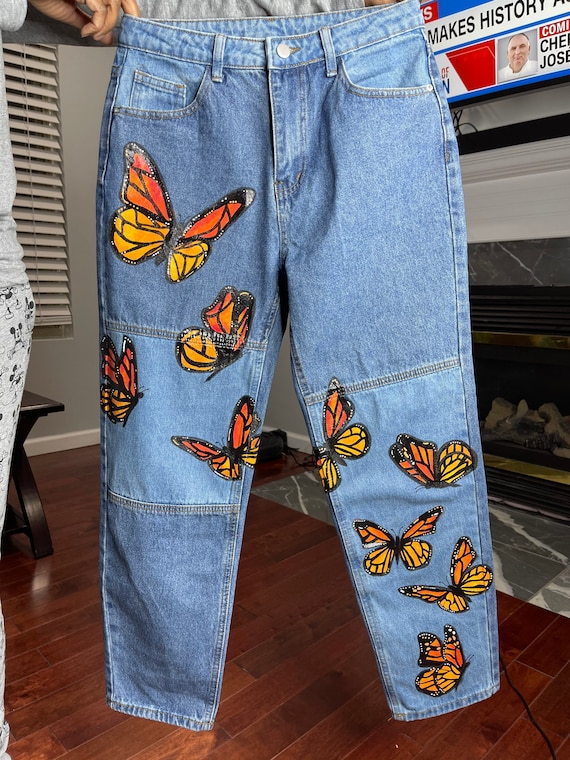 Butterfly Custom Jeans - Etsy Hong Kong