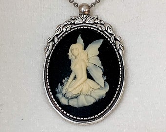 Fairy Cameo Necklace for Fairycore Aesthetic, Fairy Grunge