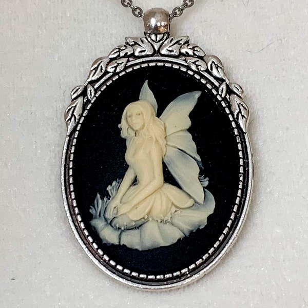 Fairy Cameo Necklace for Fairycore Aesthetic, Fairy Grunge