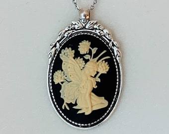 Fairy Cameo Necklace for Fairycore Aesthetic, Fairy Grunge