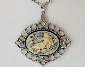 Mermaid Necklace for the Mermaid Aesthetic; Ivory Mermaid Cameo