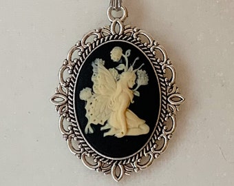 Fairy Cameo Necklace for Fairycore Aesthetic, Fairy Grunge