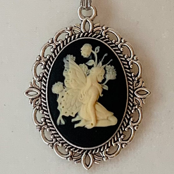 Fairy Cameo Necklace for Fairycore Aesthetic, Fairy Grunge