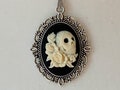 Rose and Skull Necklace for Goth Aesthetic, Skull Cameo, Halloween Necklace, Halloween Gift for Her
