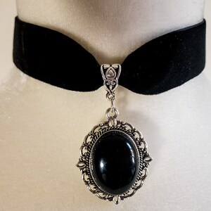 Gothic Black Agate Choker, Gothic Black Agate Necklace, Black Velvet Choker, Cameo Choker, Renaissance Choker, Medieval Choker