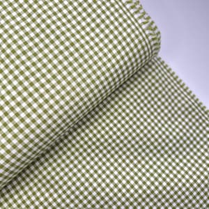 Tejido de cuadros vichy teñidos en hilo, algodón verde a cuadros, 3 mm de ancho, 100 % algodón, tejido fino para confección, John Louden, tejido para primavera.