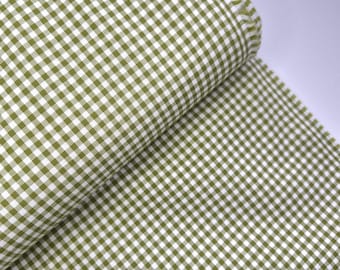 Yarn dyed gingham fabric, green checked cotton, 3mm gingham 100% cotton, fine woven dressmaking fabric, John Louden, fabric for spring