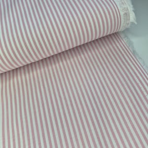 Tela de rayas de caramelo teñida en hilo, algodón rayado rosa, raya de 3 mm 100% algodón, tela fina para confección, John Louden, tela para primavera