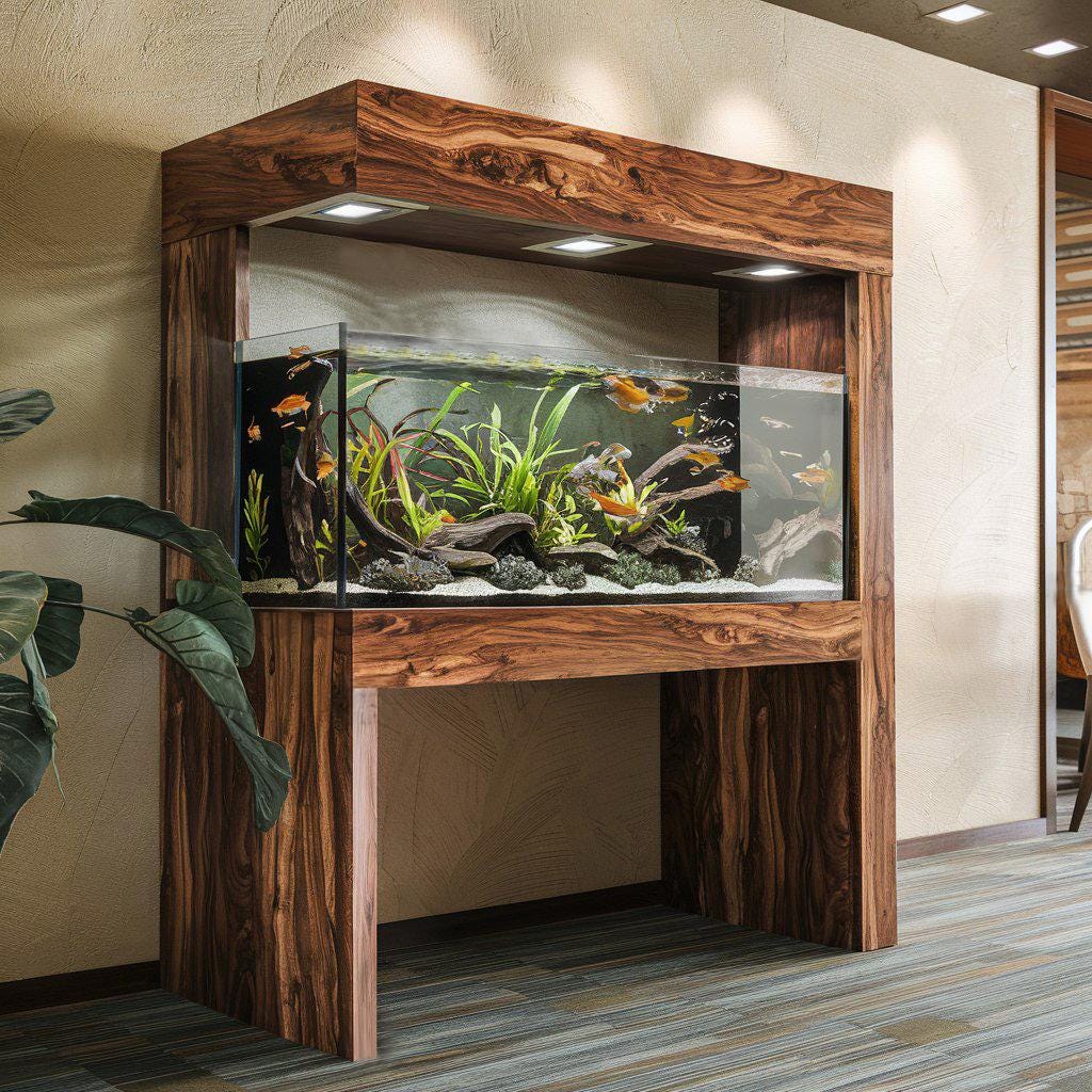 Modern Handmade Aquarium Stand With Canopy for Living Room or Lounge Interior