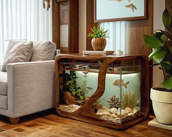 Multi-Functional Solid Wood Aquarium Stand S2 – Rustic Nightstand, Side Table & Coffee Table, The product does not include the glass tank