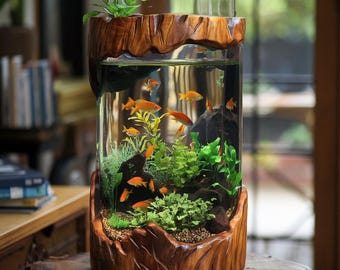 Handcrafted Natural Wood Aquarium Stand – Rustic Fish Tank Holder for Home & Office