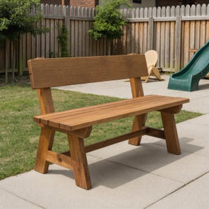 Rustic Wooden Garden Bench With Backrest For Backyard Patio Porch Entryway or Outdoor Gathering Area Seating
