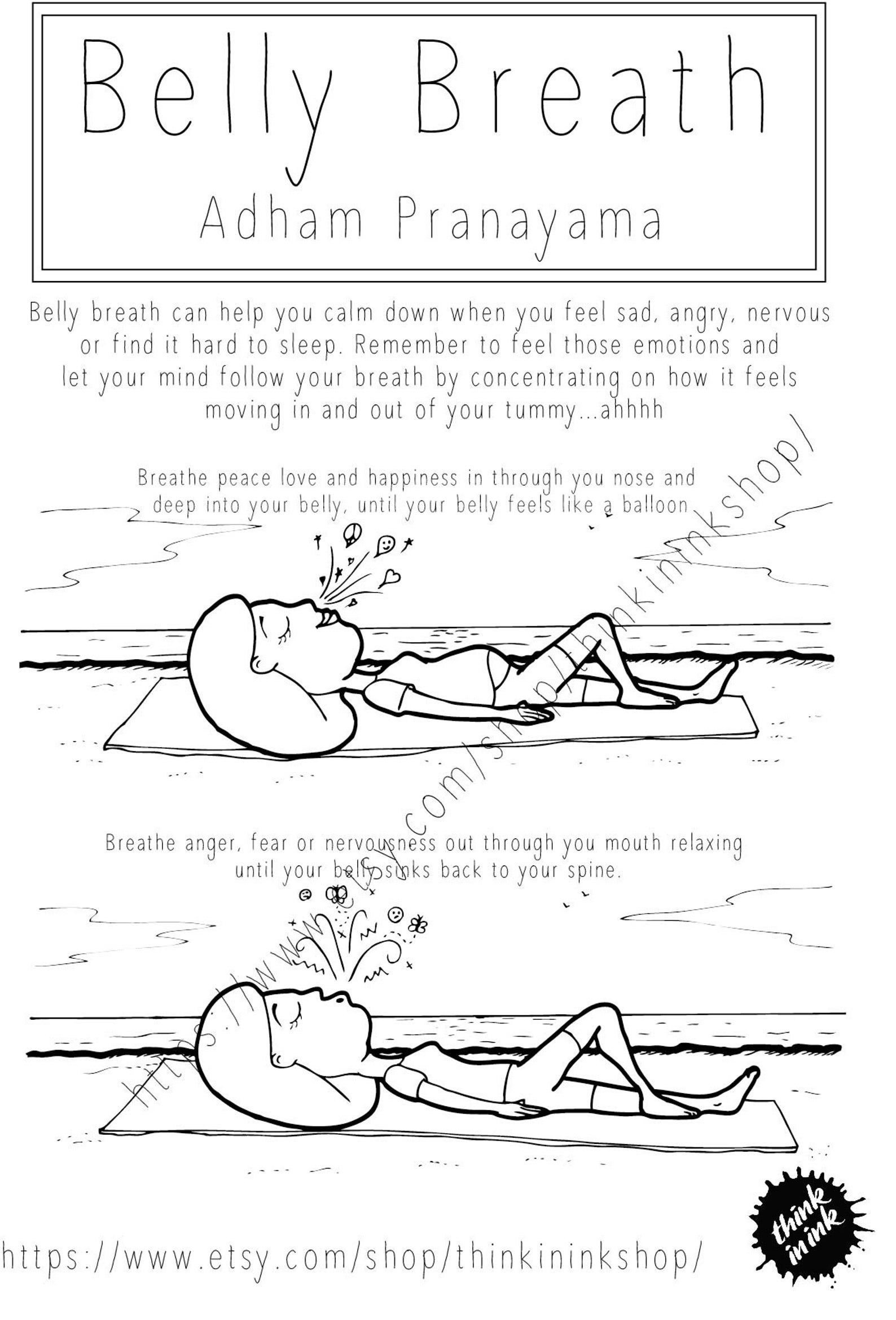 yoga coloring in worksheet bundle for kids asana pranayama etsy