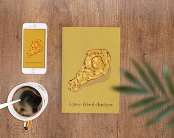 Fried chicken illustration/ I love fried chicken/ The Fried chicken Artwork/ Food Illustration / Instant download