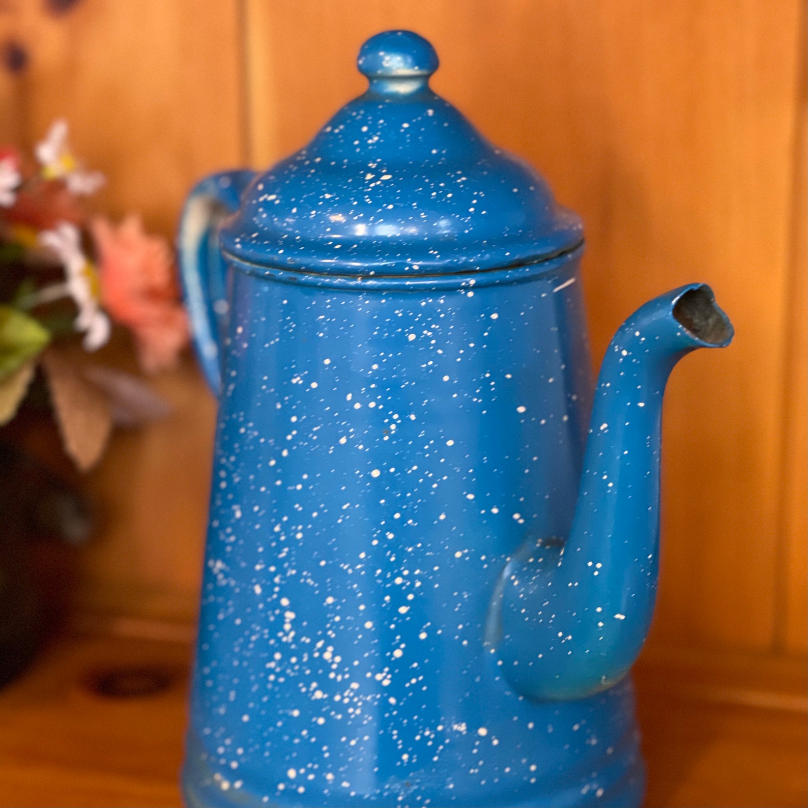 Vintage Blue Speckled Enamel Coffee Pot / Tea Pot 9 Etsy