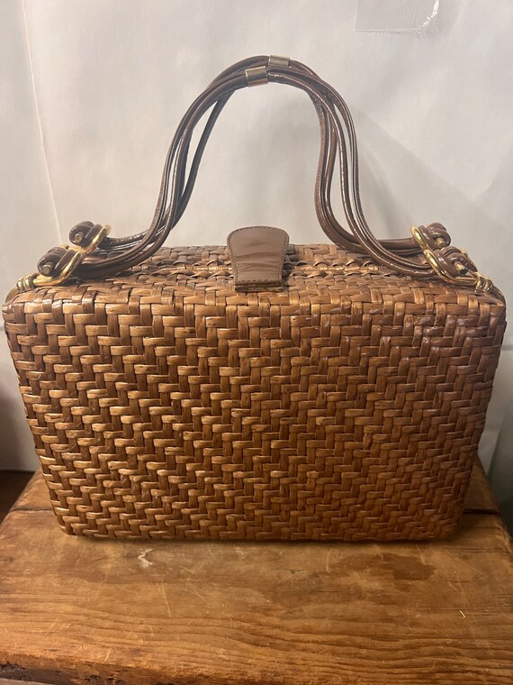 Rodo Italy Gold Wicker Handbag