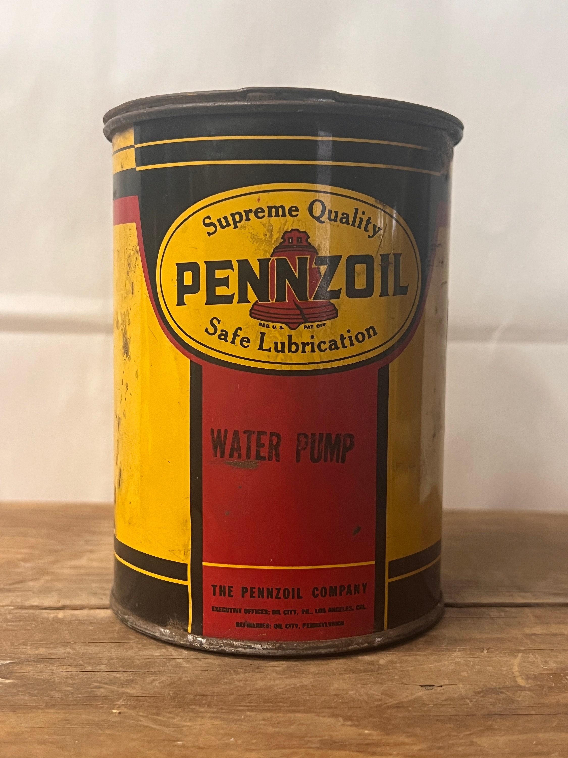 Vintage Pennzoil Water Pump Grease Can almost Full Etsy