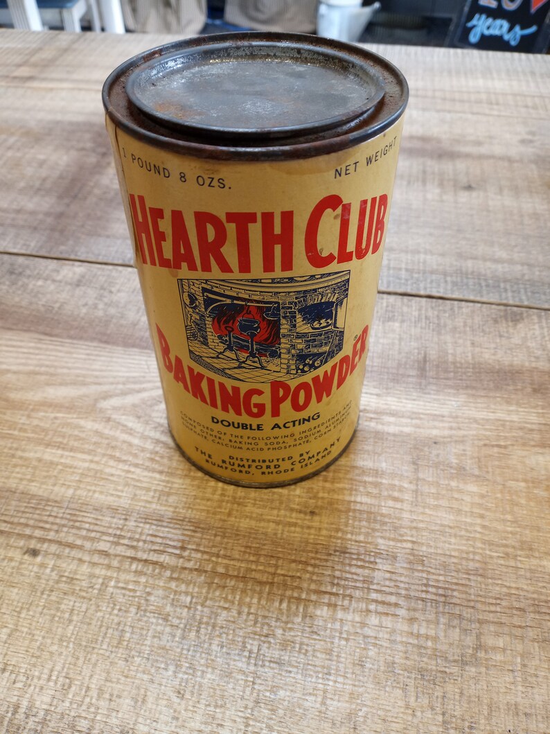 Hearth Club Baking Powder Tin empty Etsy