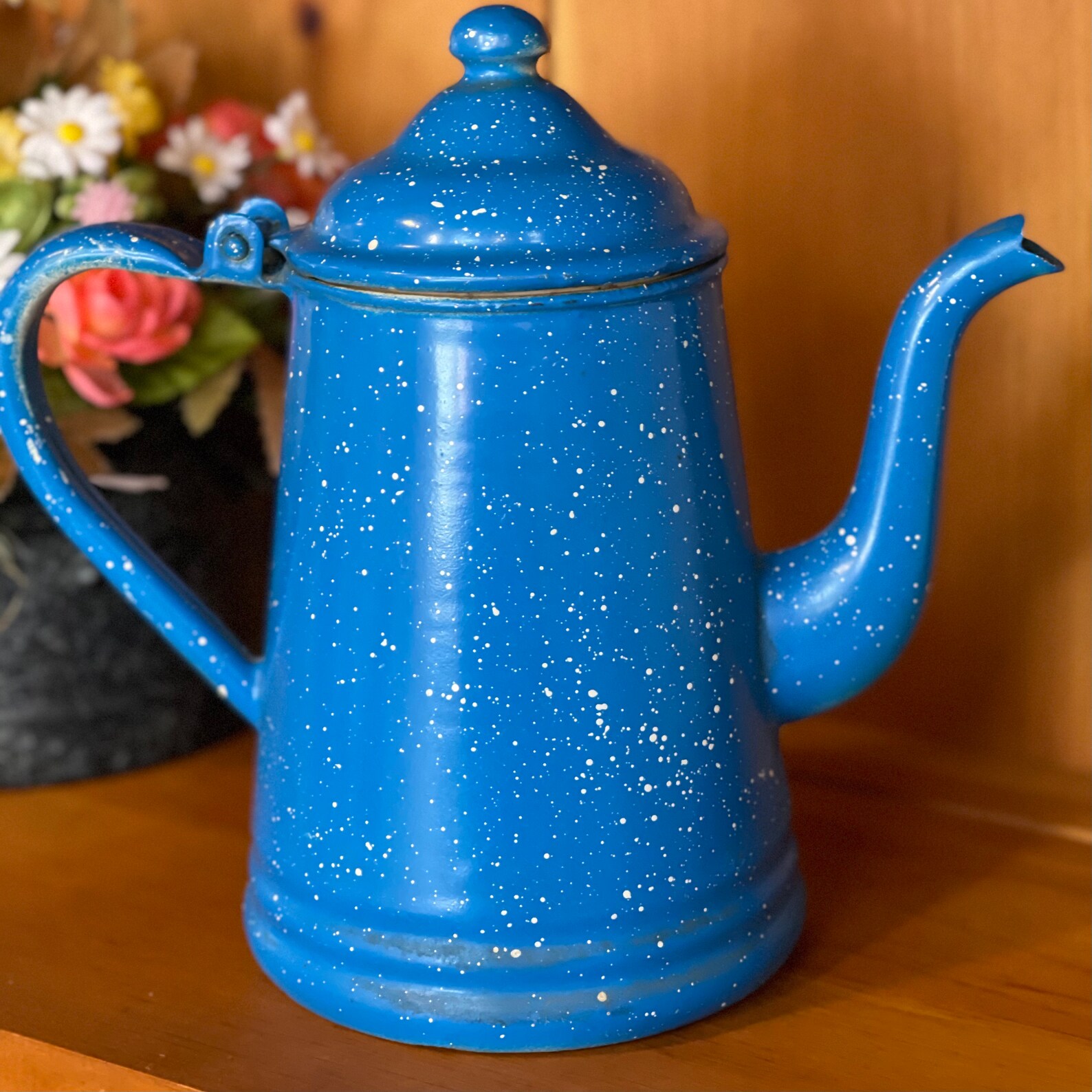 Vintage Blue Speckled Enamel Coffee Pot / Tea Pot 9 Etsy