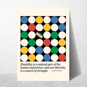 Disability Pride Flag Poster | Disability Is Human Diversity Poster | Inclusion and Disability Pride Art | Diversity Disability Quote Print