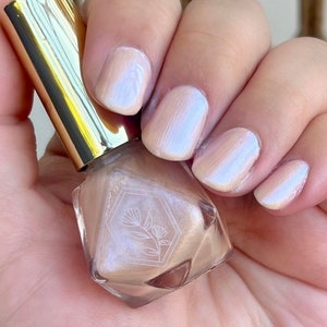 Pom Pom Pearl - Champagne Pearl Blue Shimmer - 10-Free - Indie Handmade Nail Polish